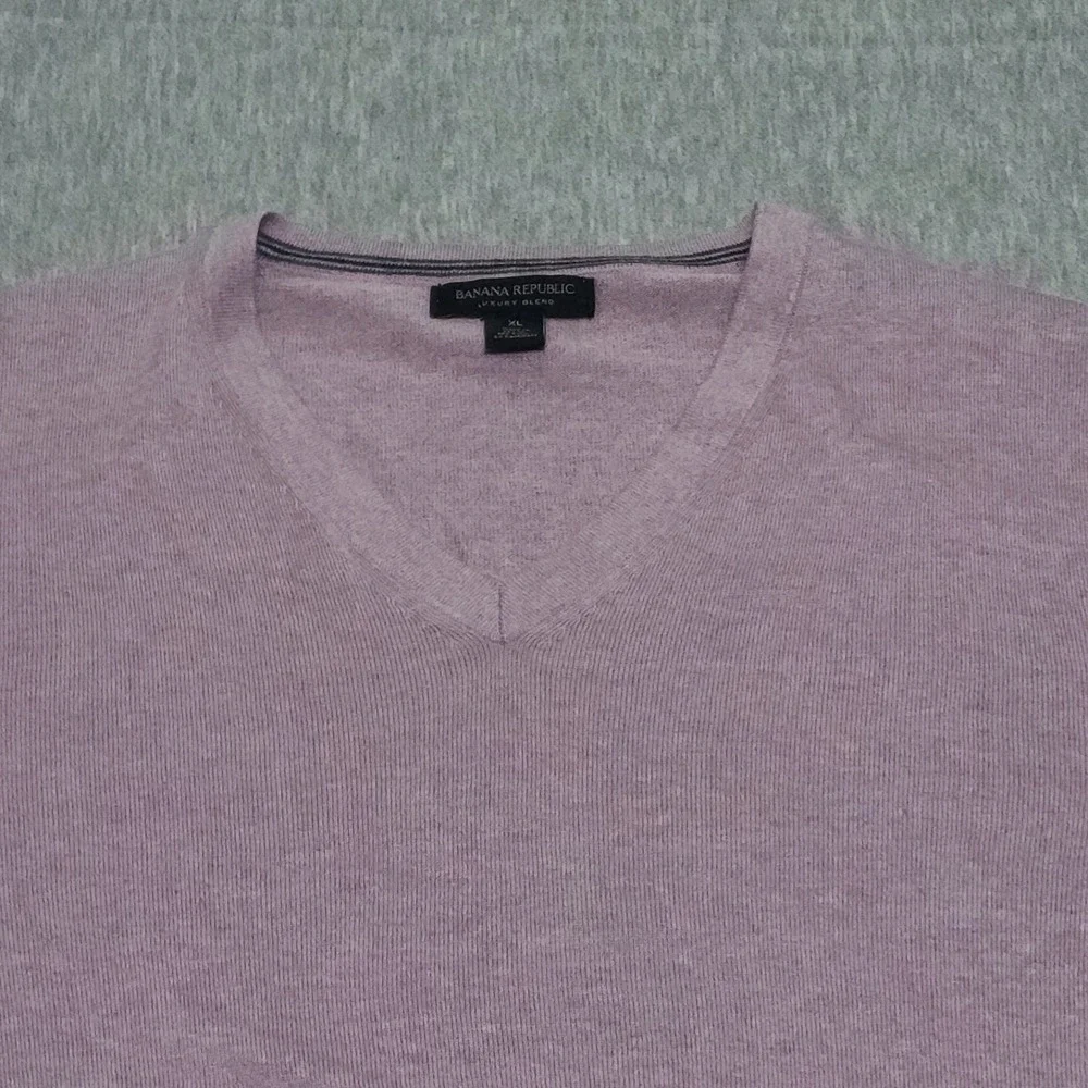 Banana Republic Silk Cotton Cashmere Long Sleeve Knit Polo Shirt Purple Pink L